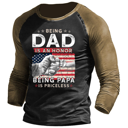 American Flag Being Dad Full Sleeves T-Shirt For Men