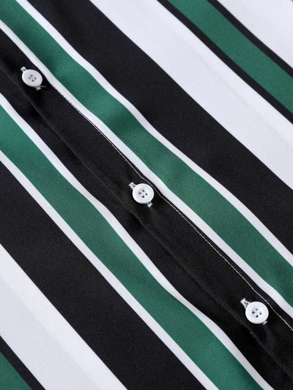 Striped Shirt With Drawstring Shorts