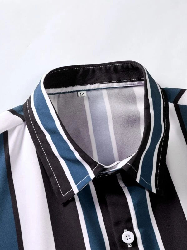 Striped Shirt With Drawstring Shorts