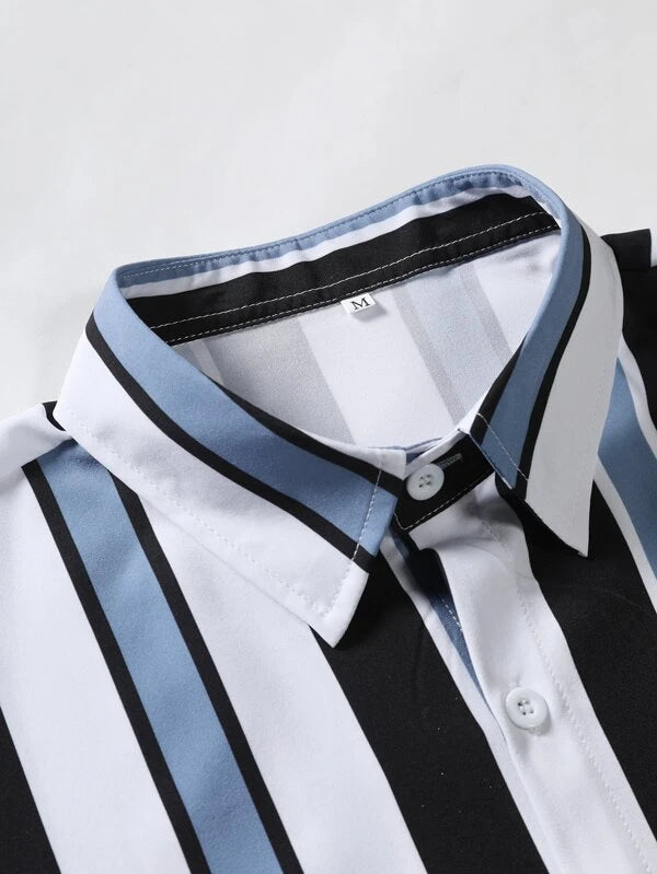 Striped Shirt With Drawstring Shorts