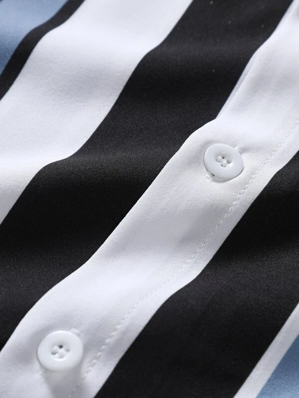 Striped Shirt With Drawstring Shorts