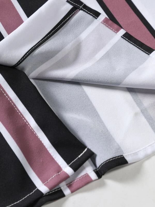 Striped Shirt With Drawstring Shorts