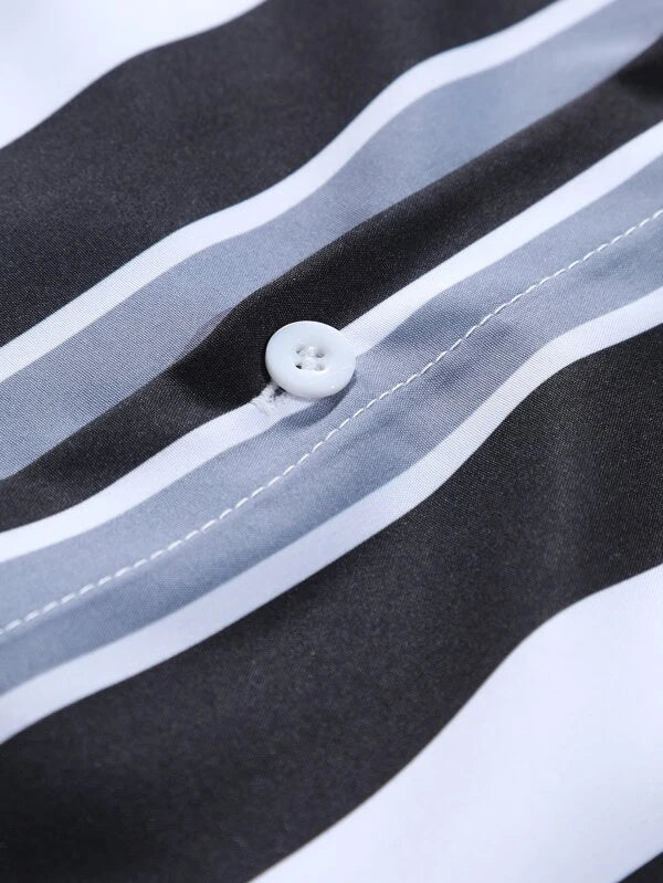 Striped Shirt With Drawstring Shorts