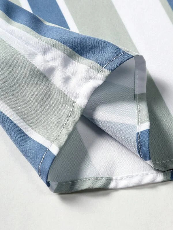 Striped Shirt With Drawstring Shorts