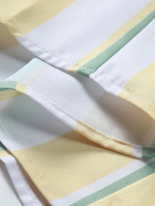 Striped Shirt With Drawstring Shorts