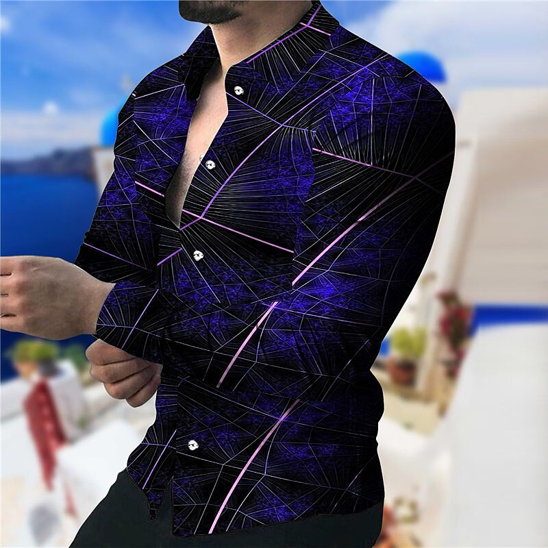 Abstract Geometric Line Artwork Print Shirt