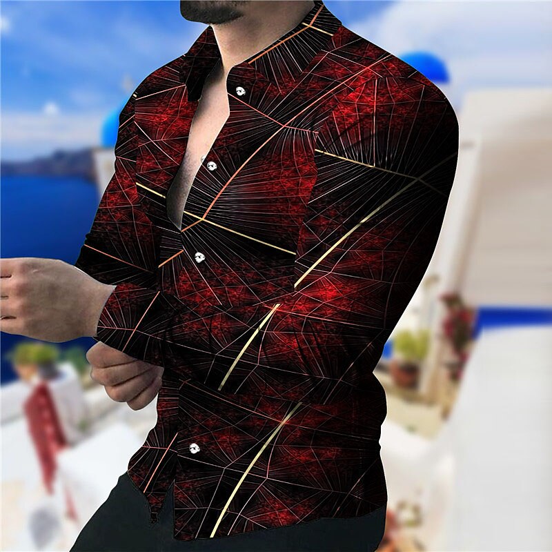 Abstract Geometric Line Artwork Print Shirt