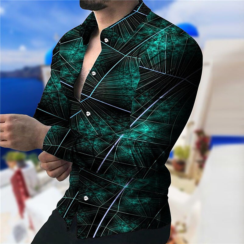 Abstract Geometric Line Artwork Print Shirt