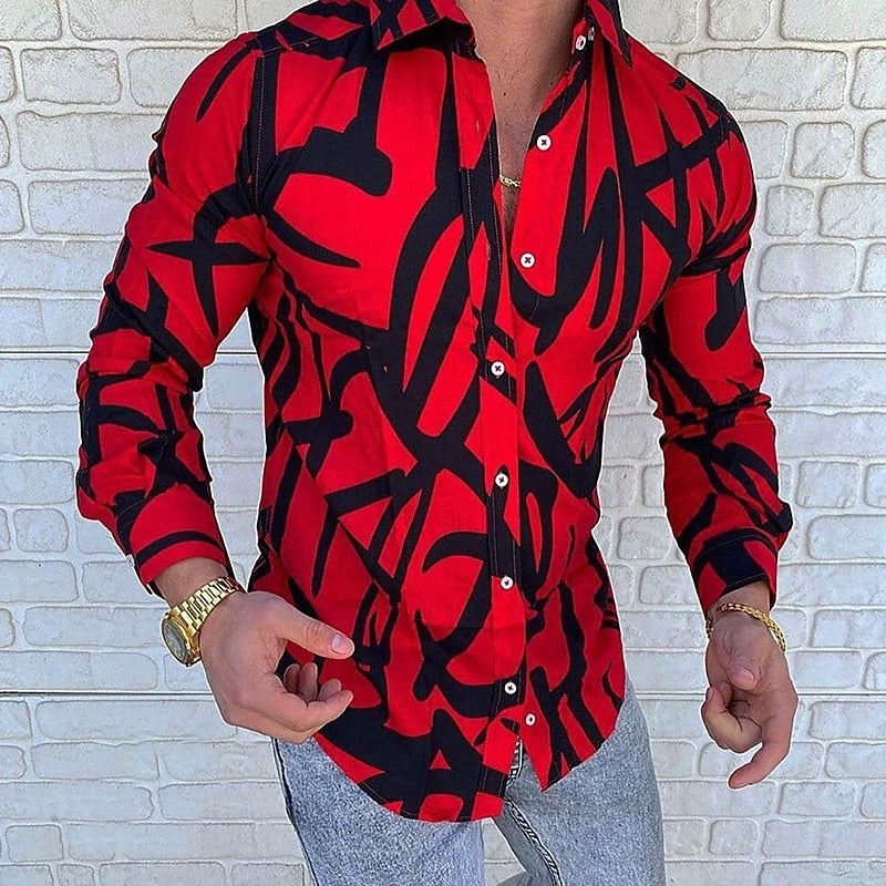 Abstract Graffiti Print Long Sleeve Shirt