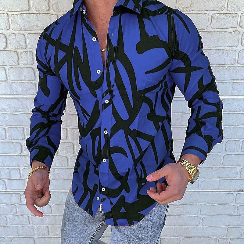 Abstract Graffiti Print Long Sleeve Shirt