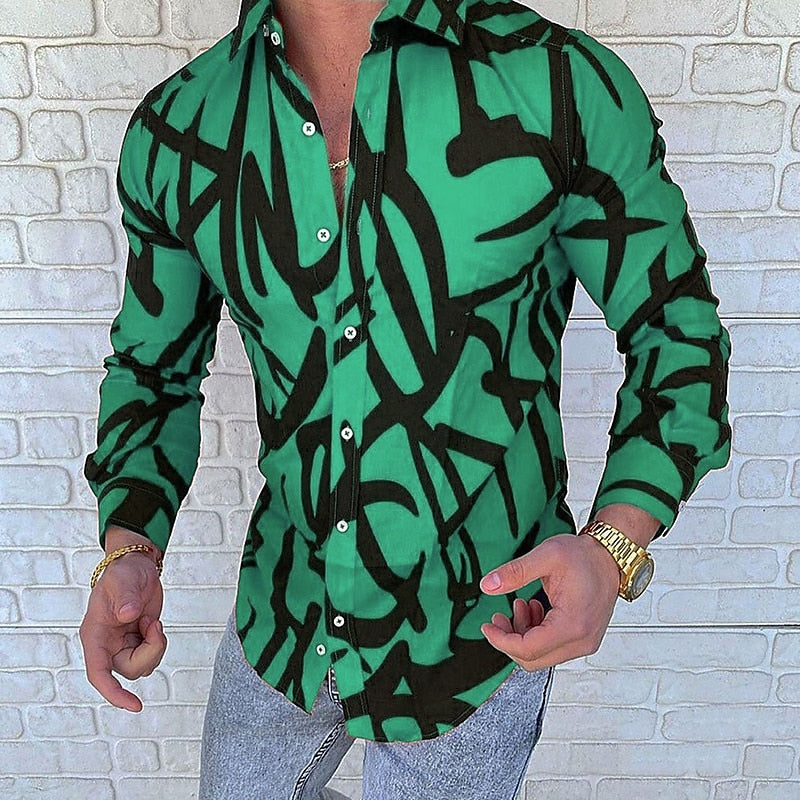 Abstract Graffiti Print Long Sleeve Shirt