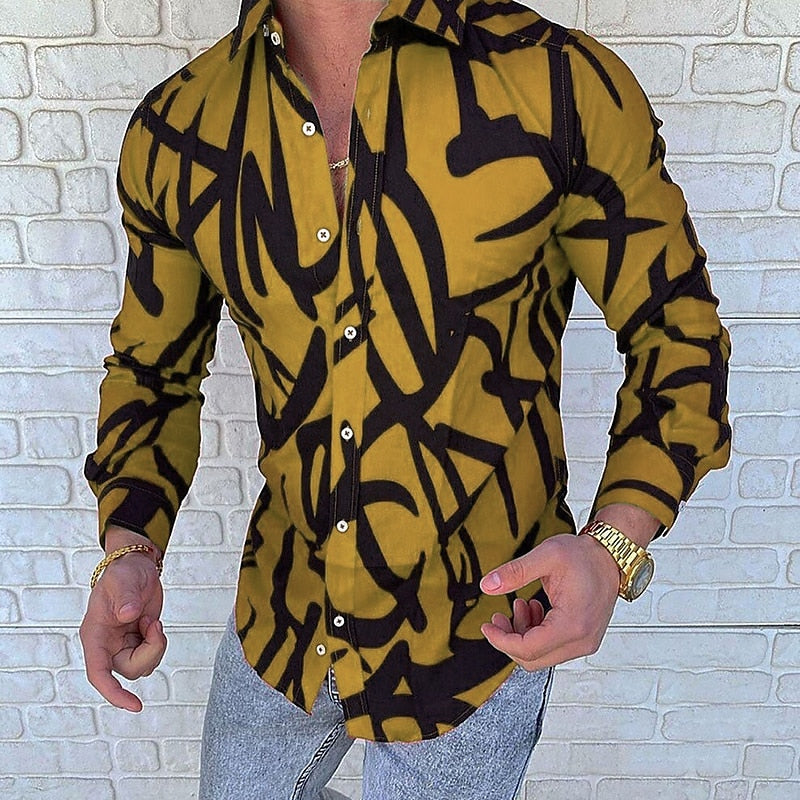 Abstract Graffiti Print Long Sleeve Shirt
