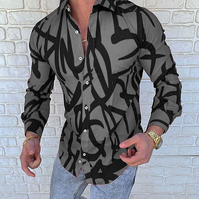 Abstract Graffiti Print Long Sleeve Shirt