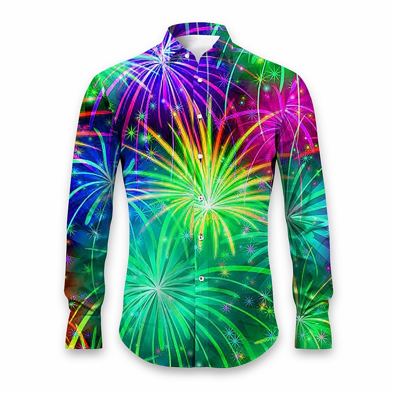 Abstract Graphic Turndown Printed Party Shirt