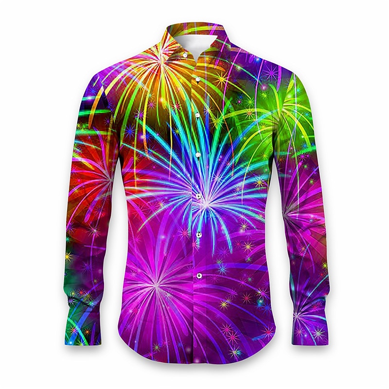 Abstract Graphic Turndown Printed Party Shirt