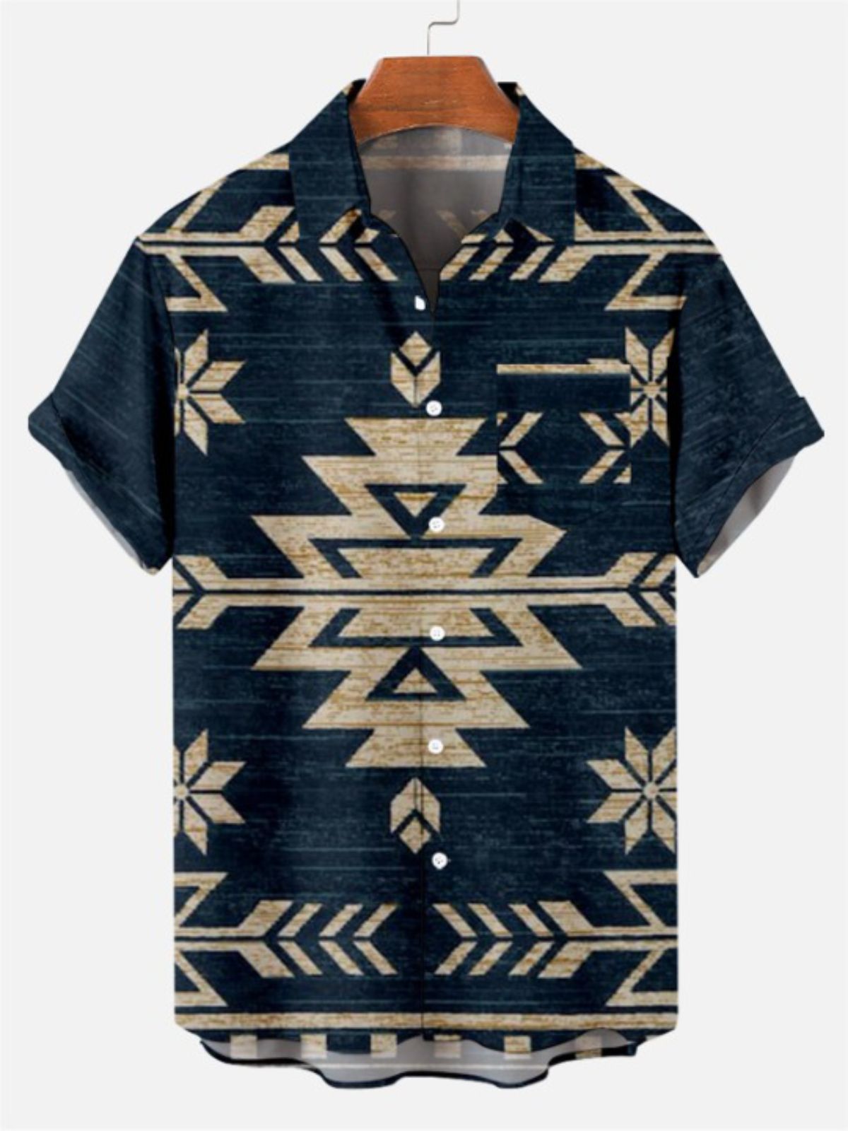 Antique Stripes Pattern Short Sleeve Shirt