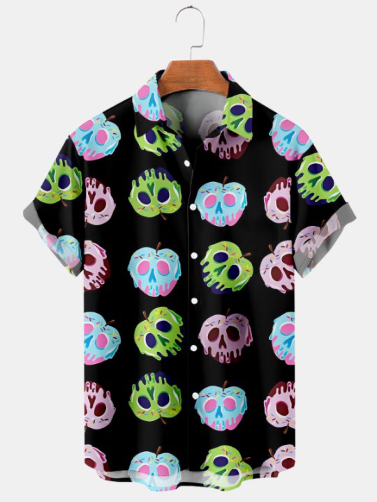 Apple Print Casual Short Sleeve Shirt