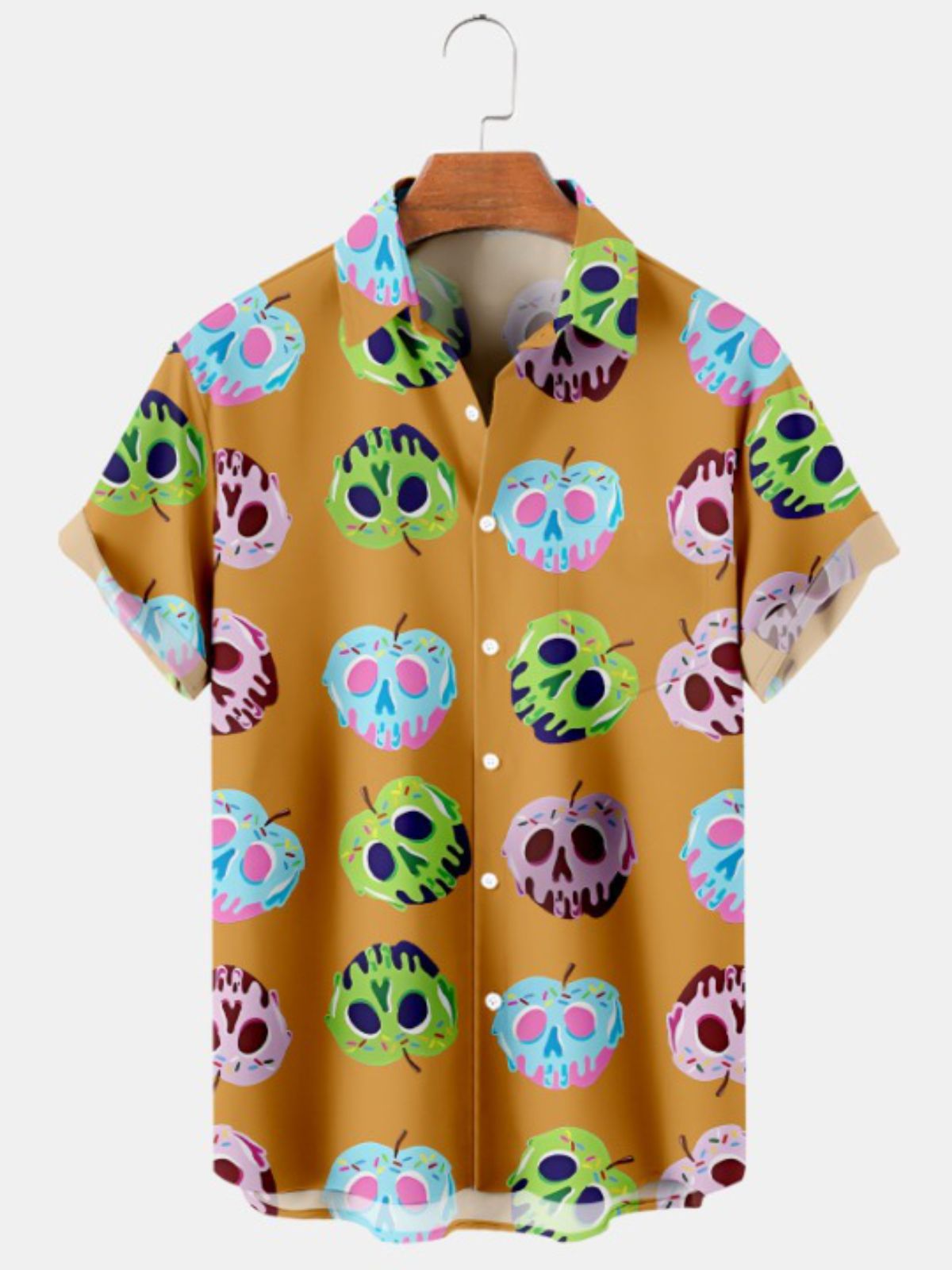 Apple Print Casual Short Sleeve Shirt