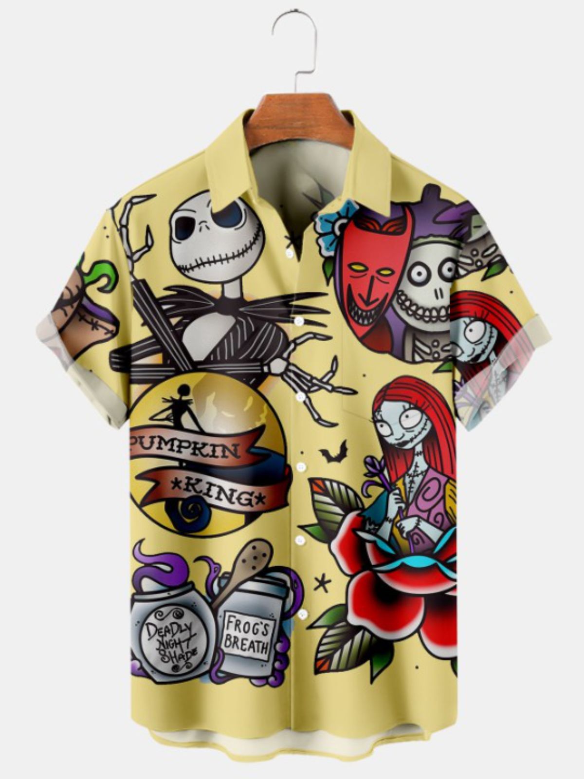 Cartoon Pumpkin Jack Print Short Sleeve Shirt