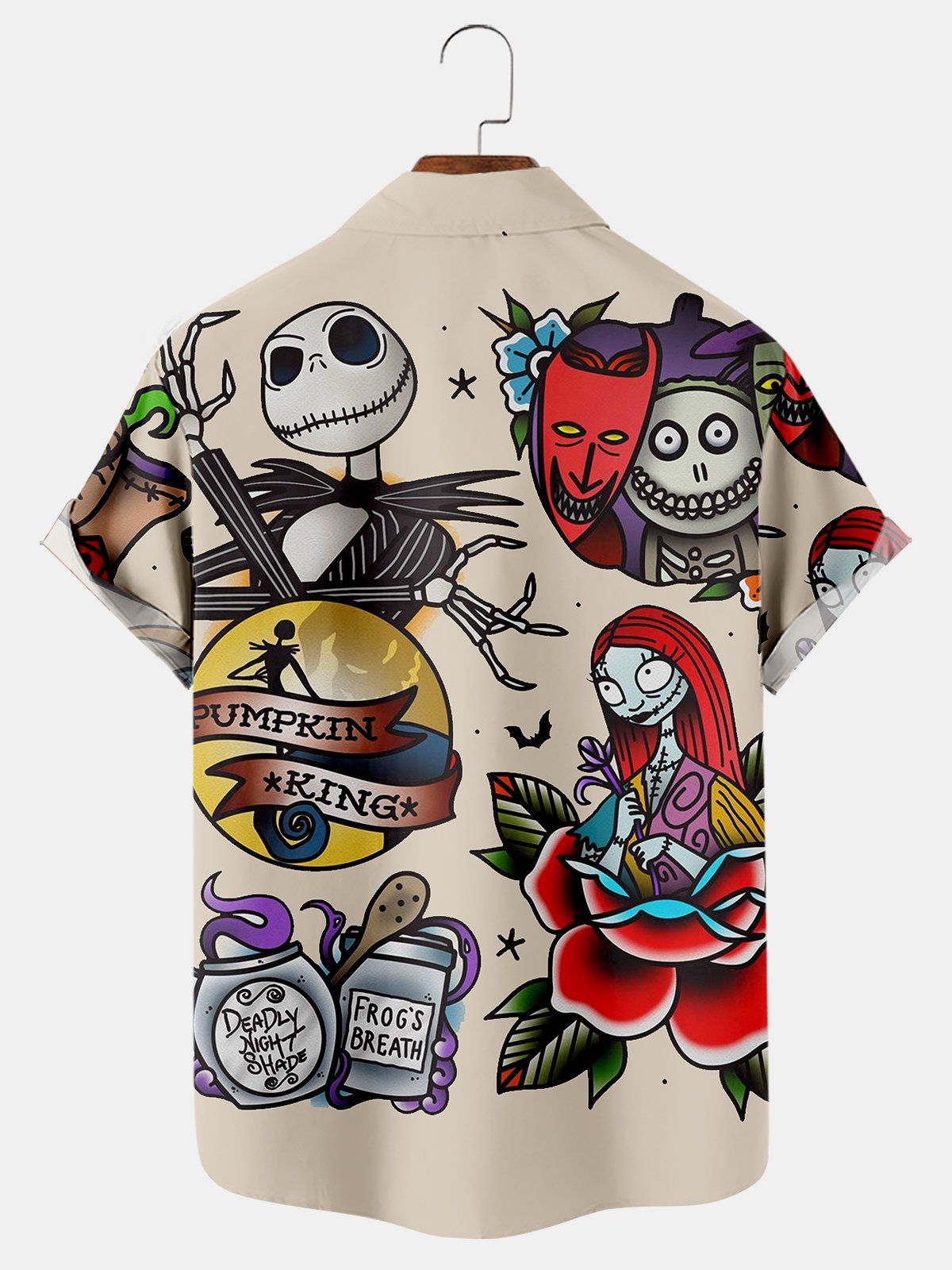 Cartoon Pumpkin Jack Print Short Sleeve Shirt