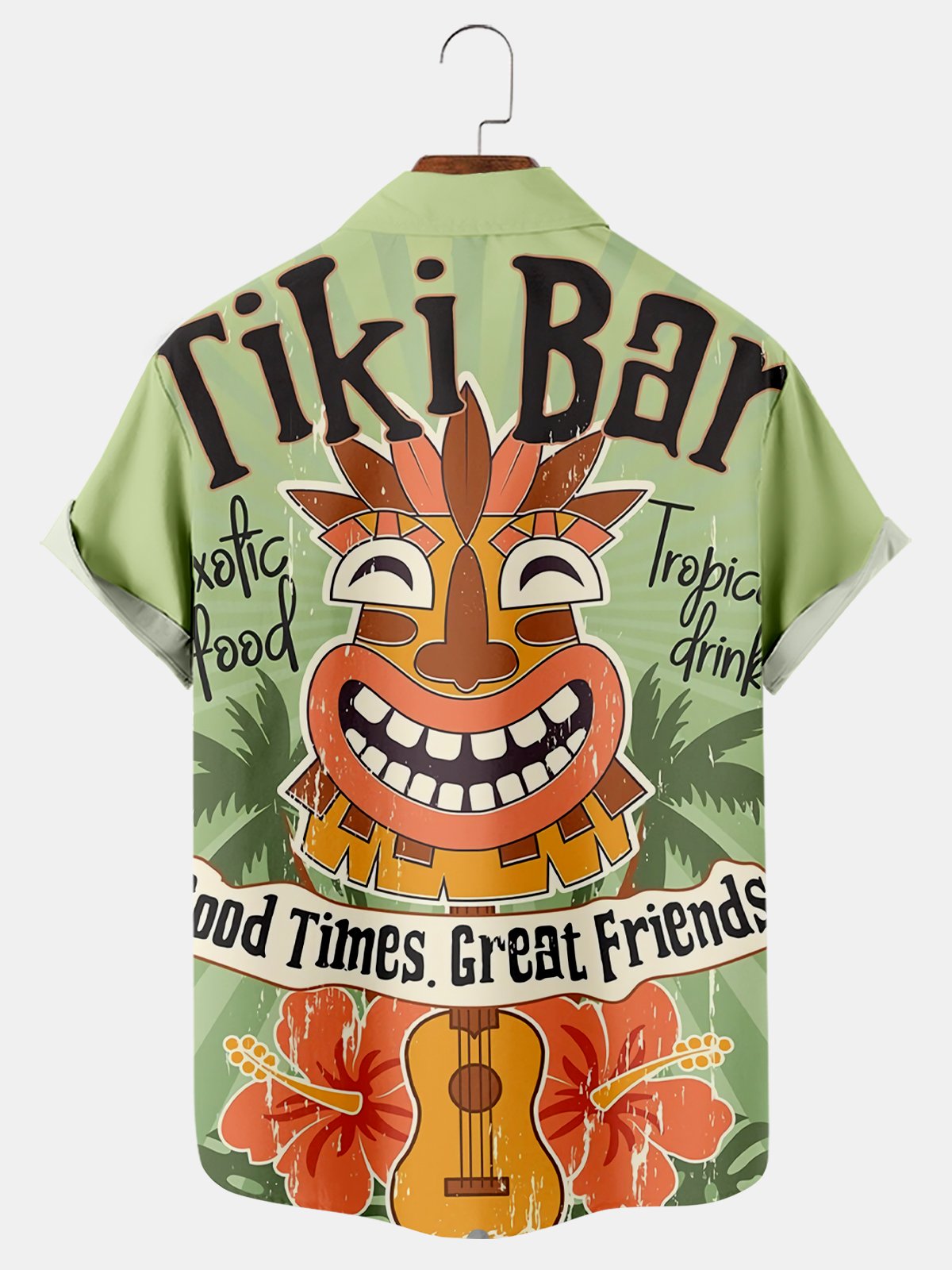 Casual Hawaiian Mask Print Short Sleeve Shirt