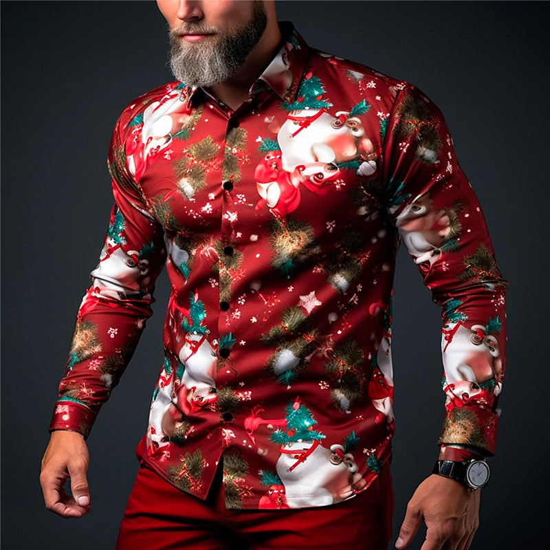 Christmas Themed Reindeer Print Shirt