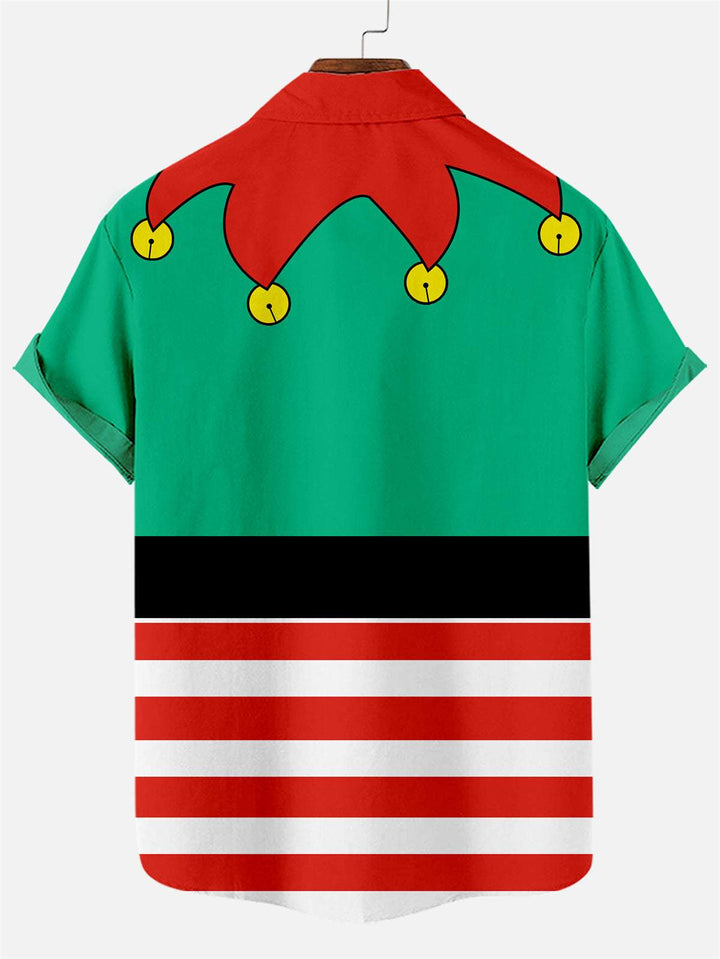 Christmas Bell Printed Short Sleeve Shirt