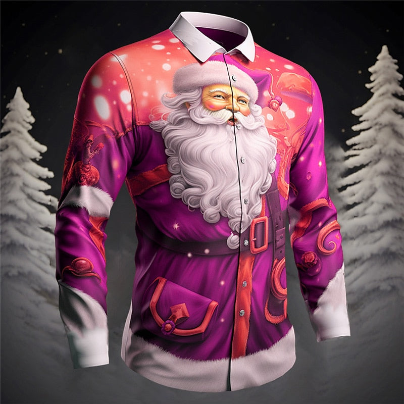 Christmas Santa Claus Print Festive Shirt