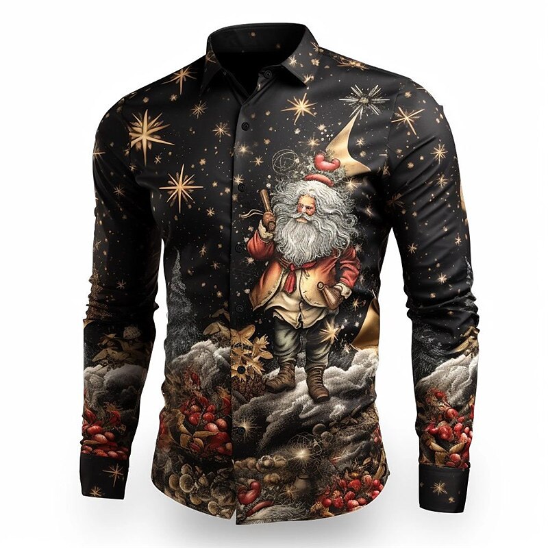 Christmas Santa Claus Patterned Long Sleeve Shirt