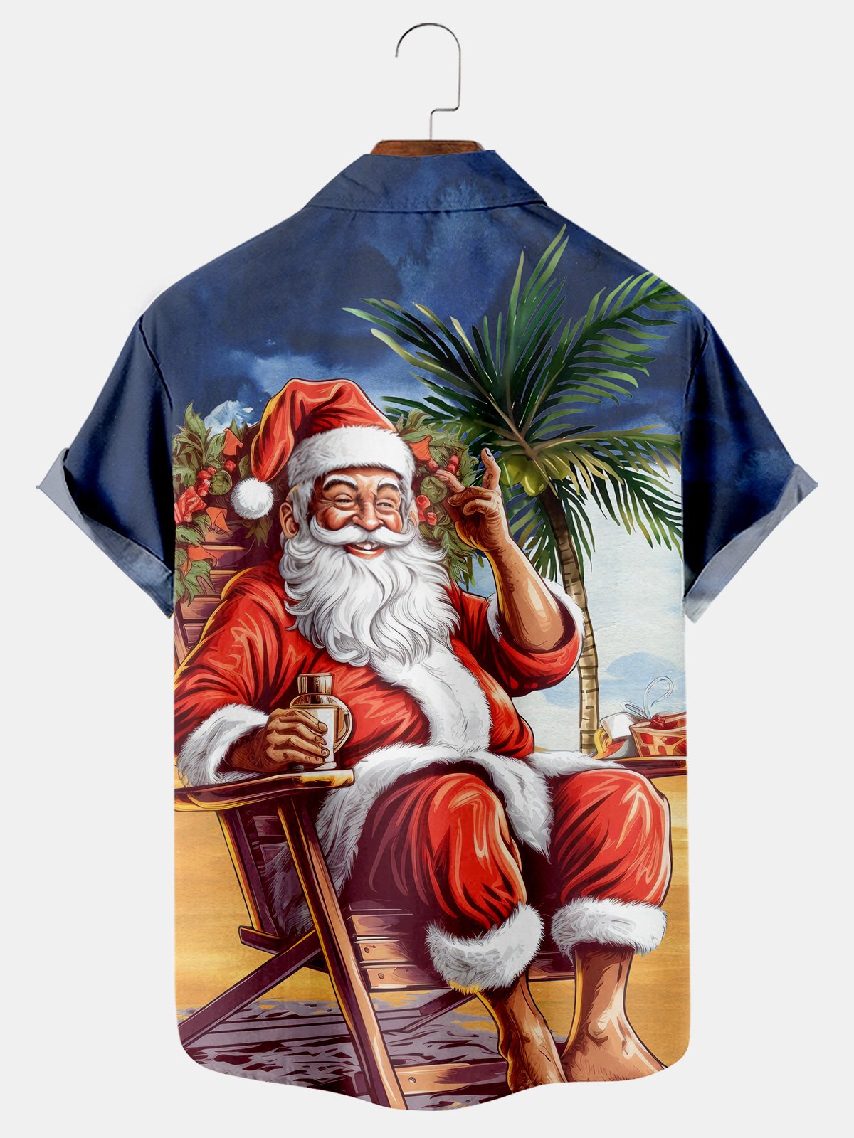 Christmas Santa Print Short Sleeve Shirt