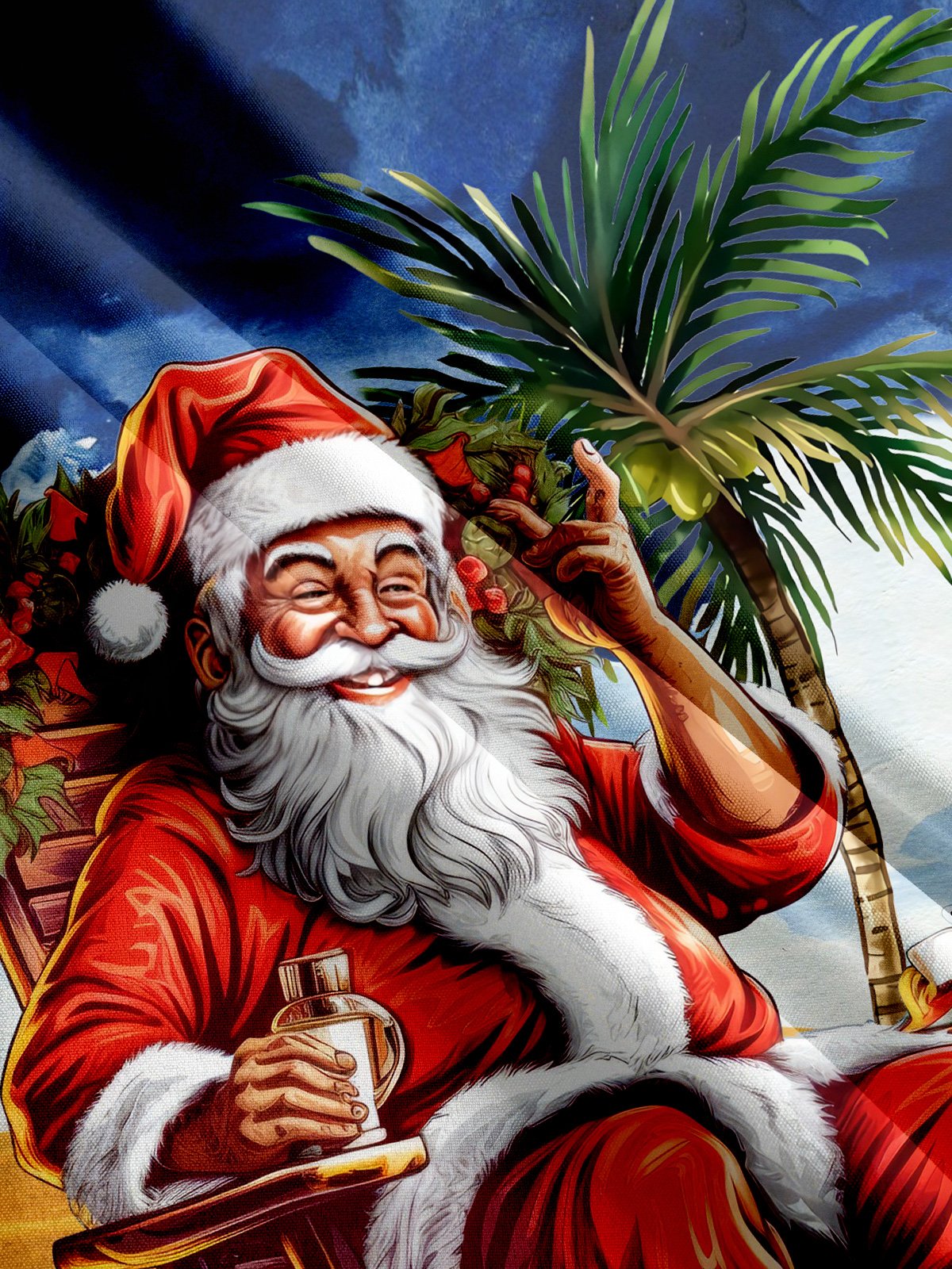 Christmas Santa Print Short Sleeve Shirt