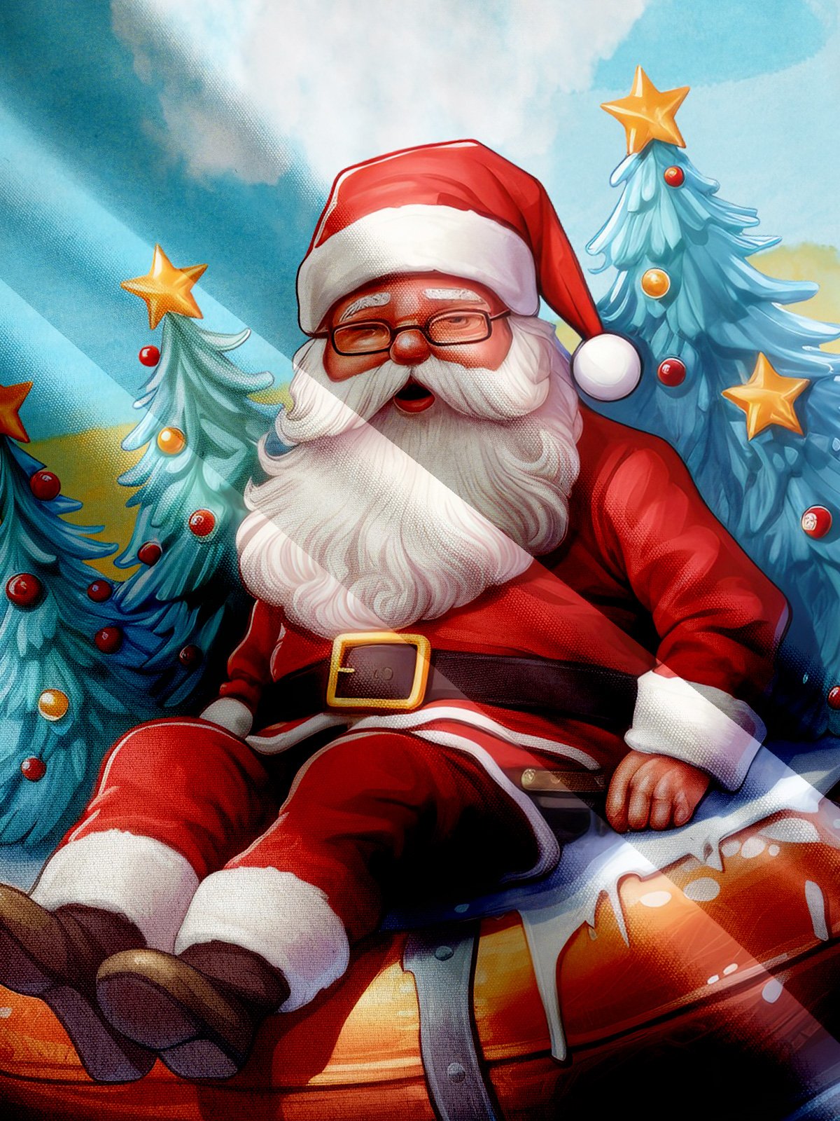 Christmas Santa Print Short Sleeve Shirt
