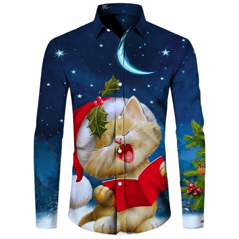 Sleepy Kitten Themed Casual Shirt