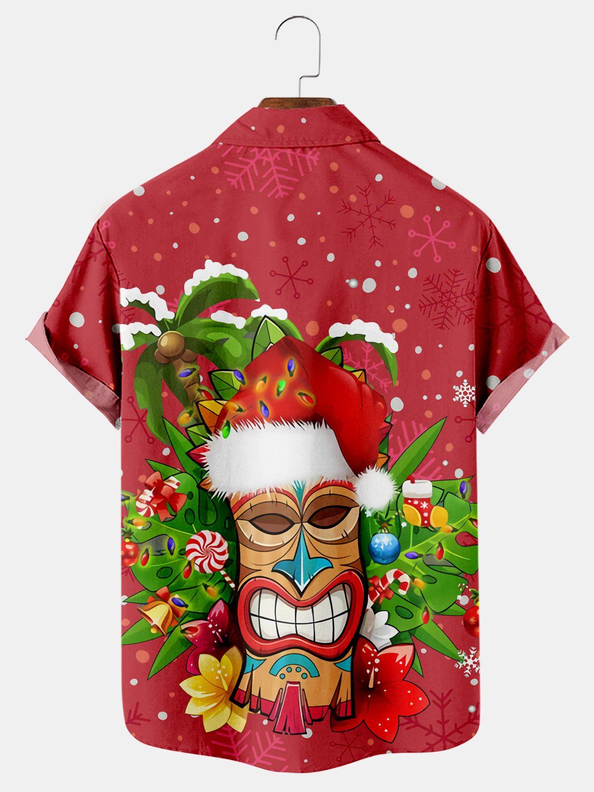 Christmas Tiki Print Short Sleeve Shirt
