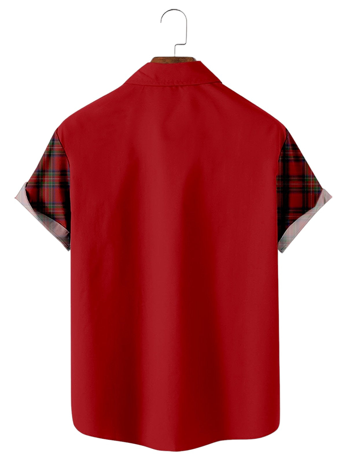 Christmas Vintage Plaid Santa Print Short Sleeve Shirt