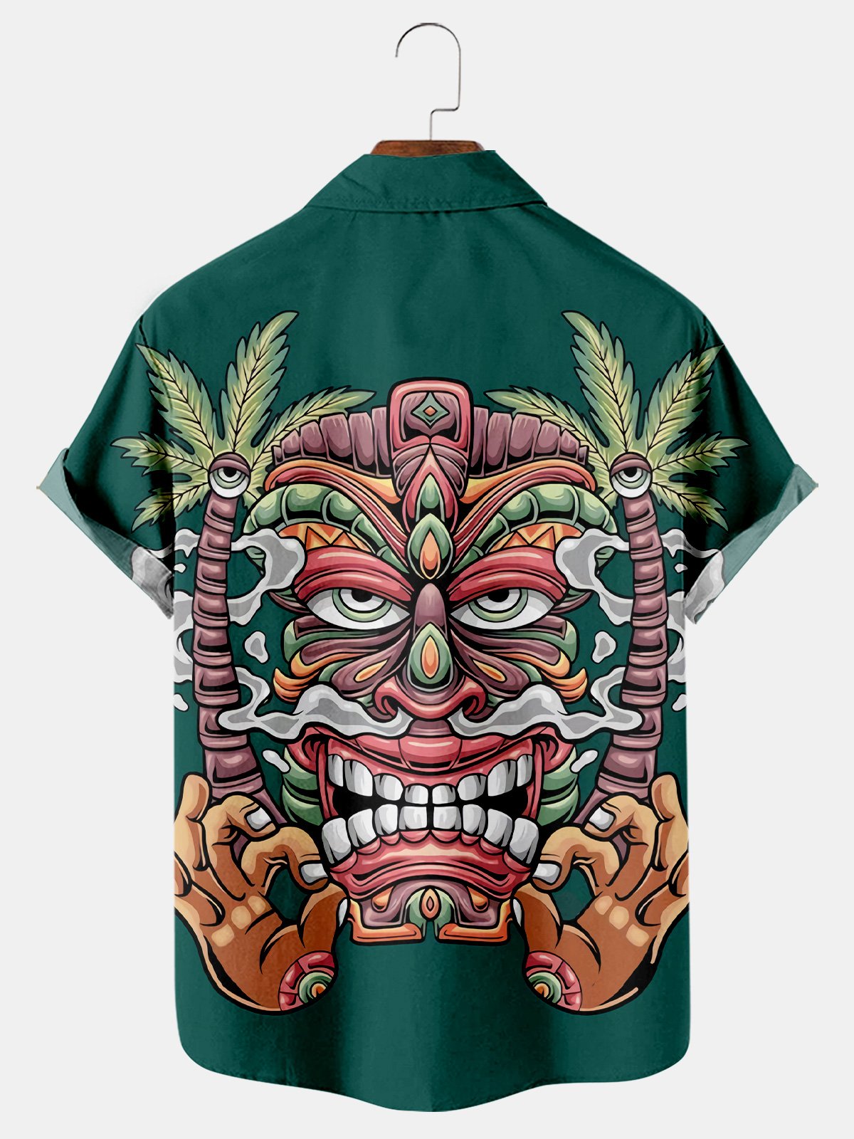 Coconut Tree Print Casual Short Sleeve Shirt