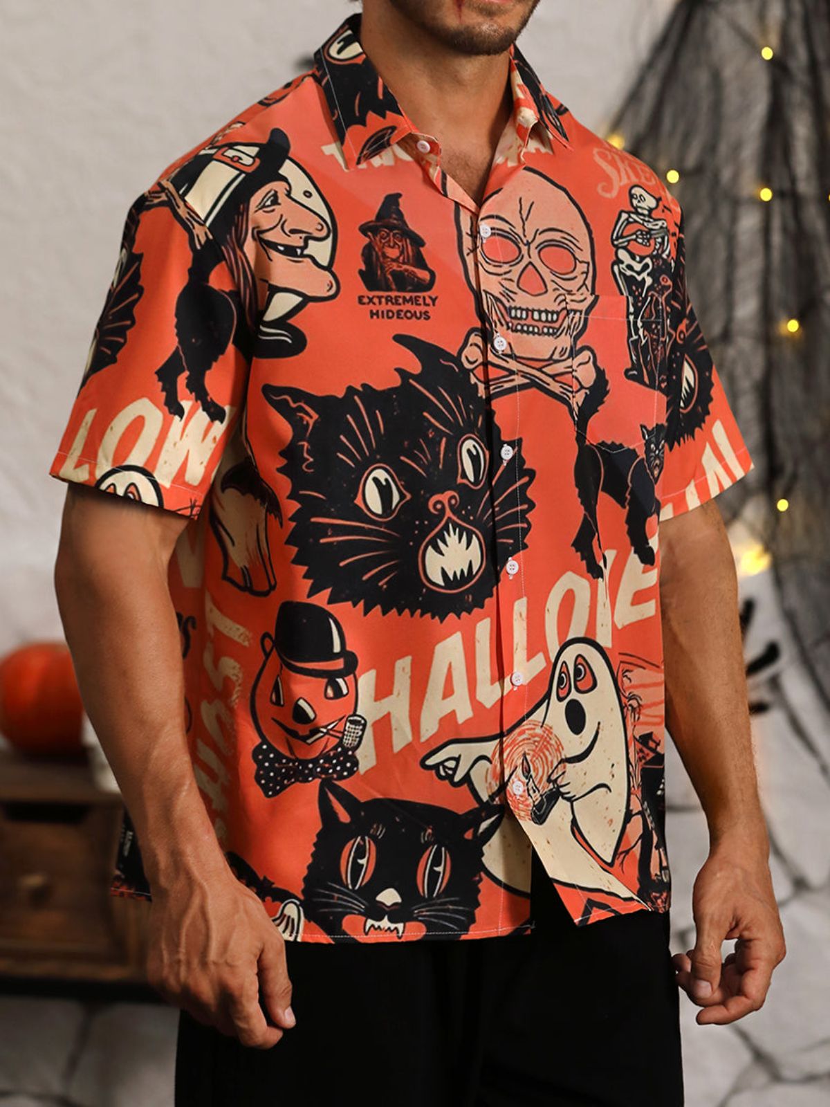 Halloween Print Cozy Plus Size Shirt