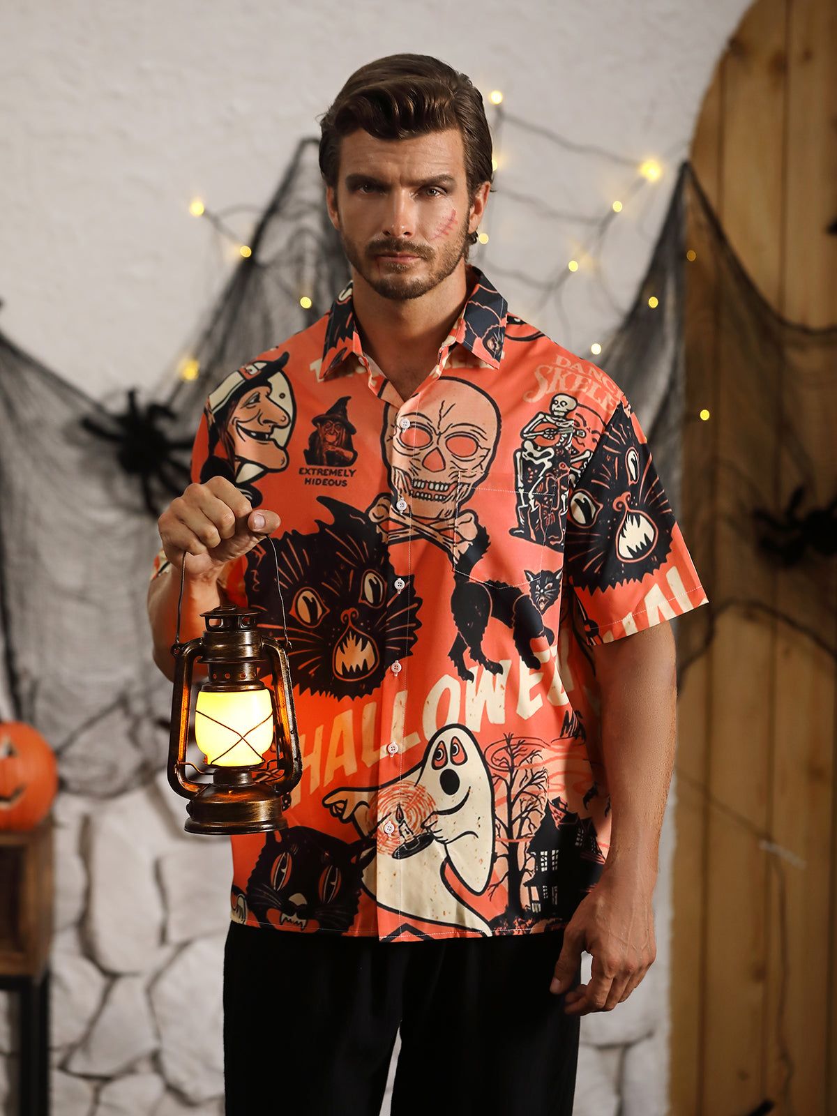 Halloween Print Cozy Plus Size Shirt