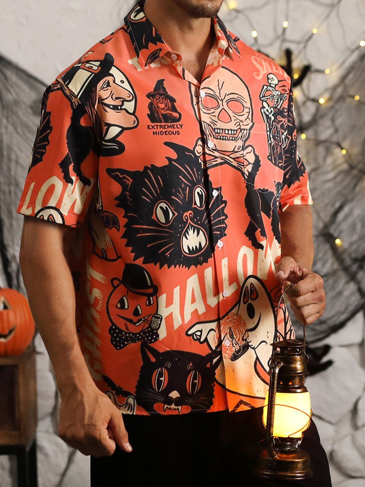 Halloween Print Cozy Plus Size Shirt