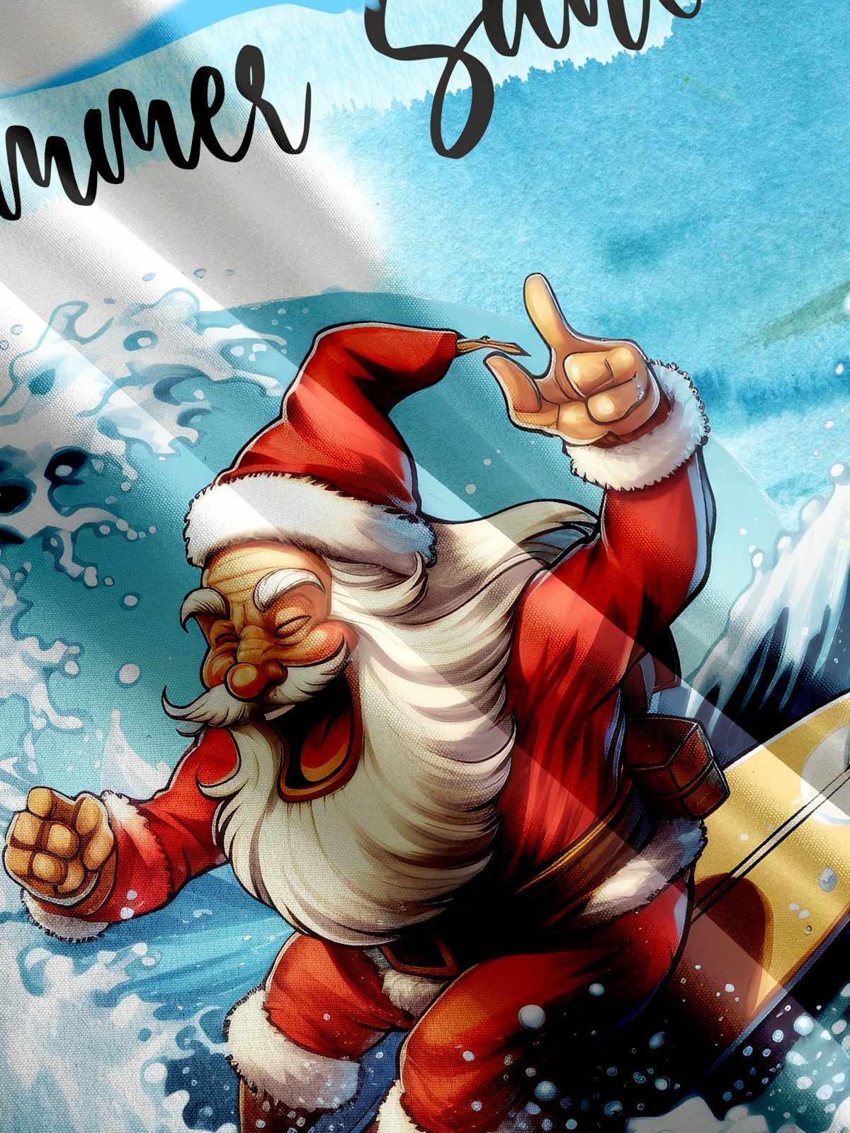 Santa Surf Christmas Print Short Sleeve Shirt