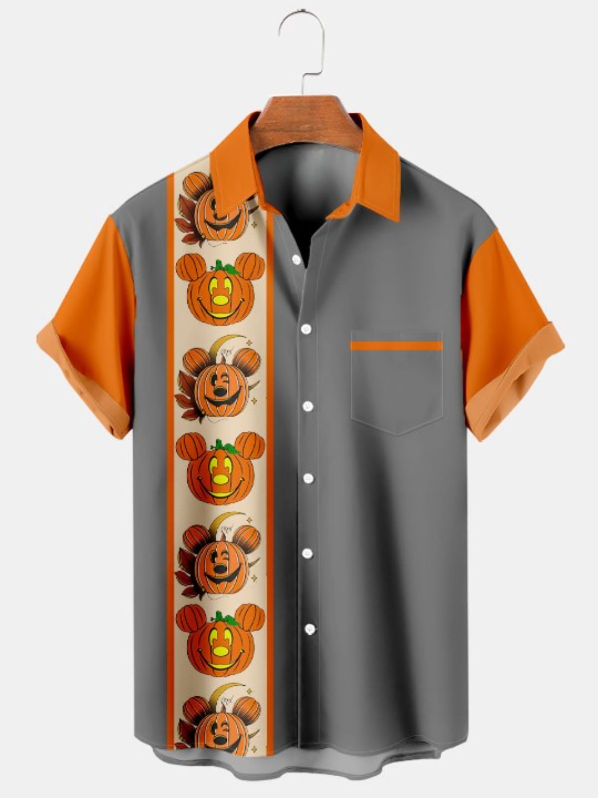 Halloween Cartoon Fun Print Bowling Shirt