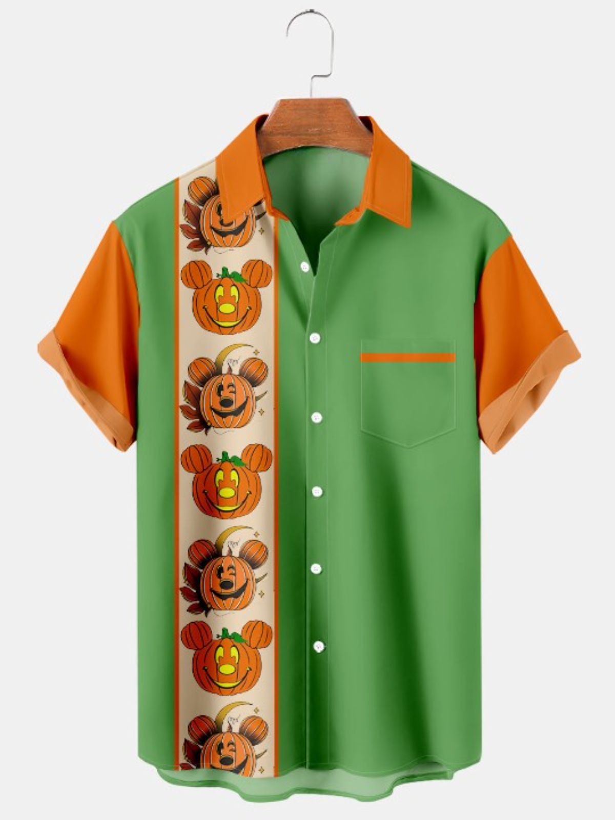 Halloween Cartoon Fun Print Bowling Shirt