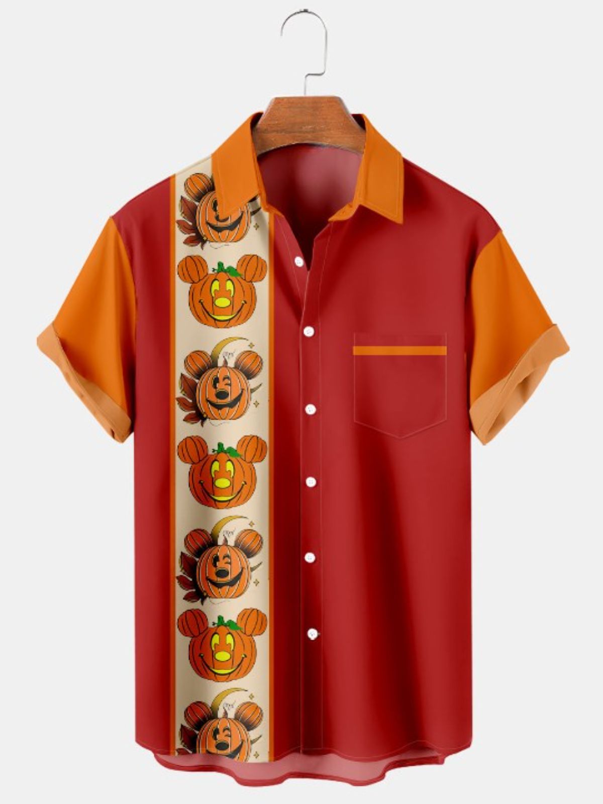 Halloween Cartoon Fun Print Bowling Shirt