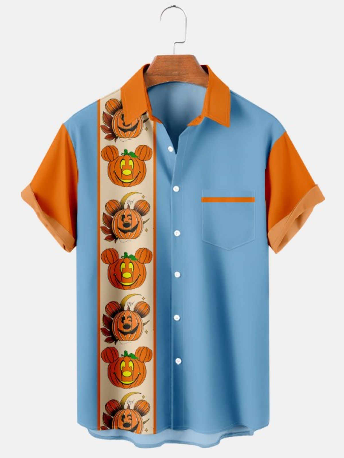 Halloween Cartoon Fun Print Bowling Shirt