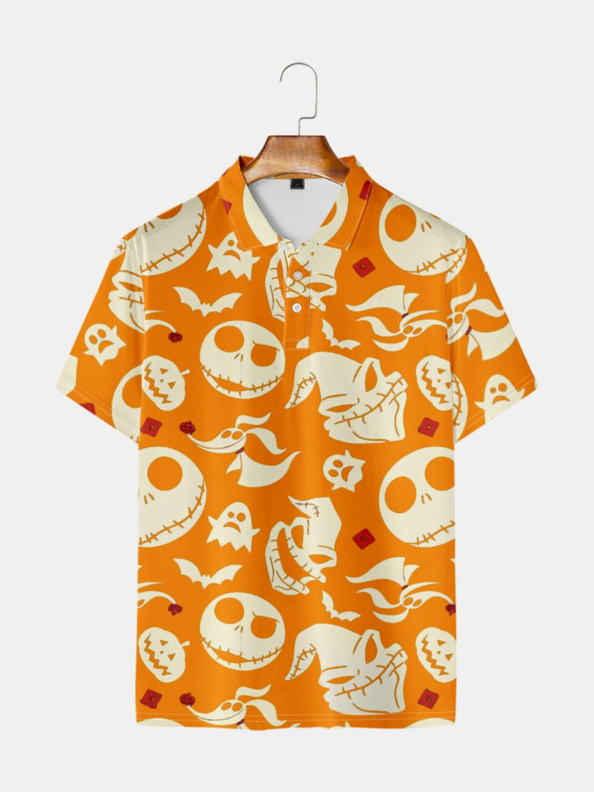 Halloween Printed Short Sleeve Polo Shirt