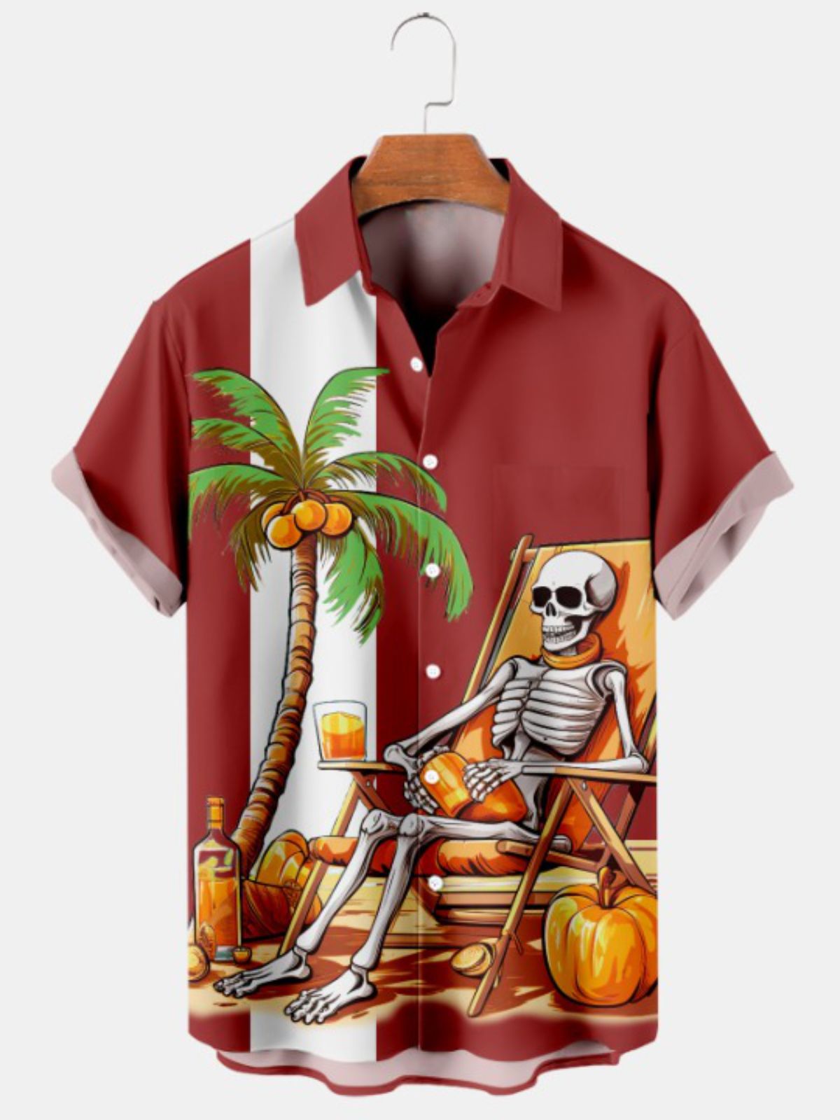 Halloween Beach Vacation Print Short Sleeve Shirt
