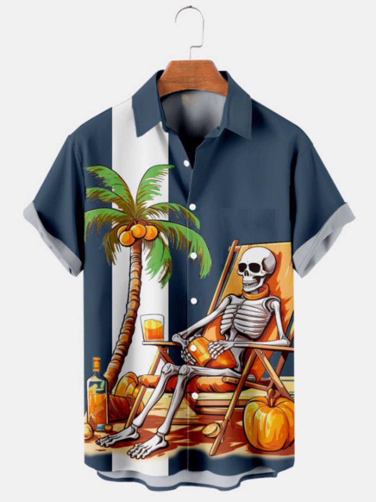 Halloween Beach Vacation Print Short Sleeve Shirt