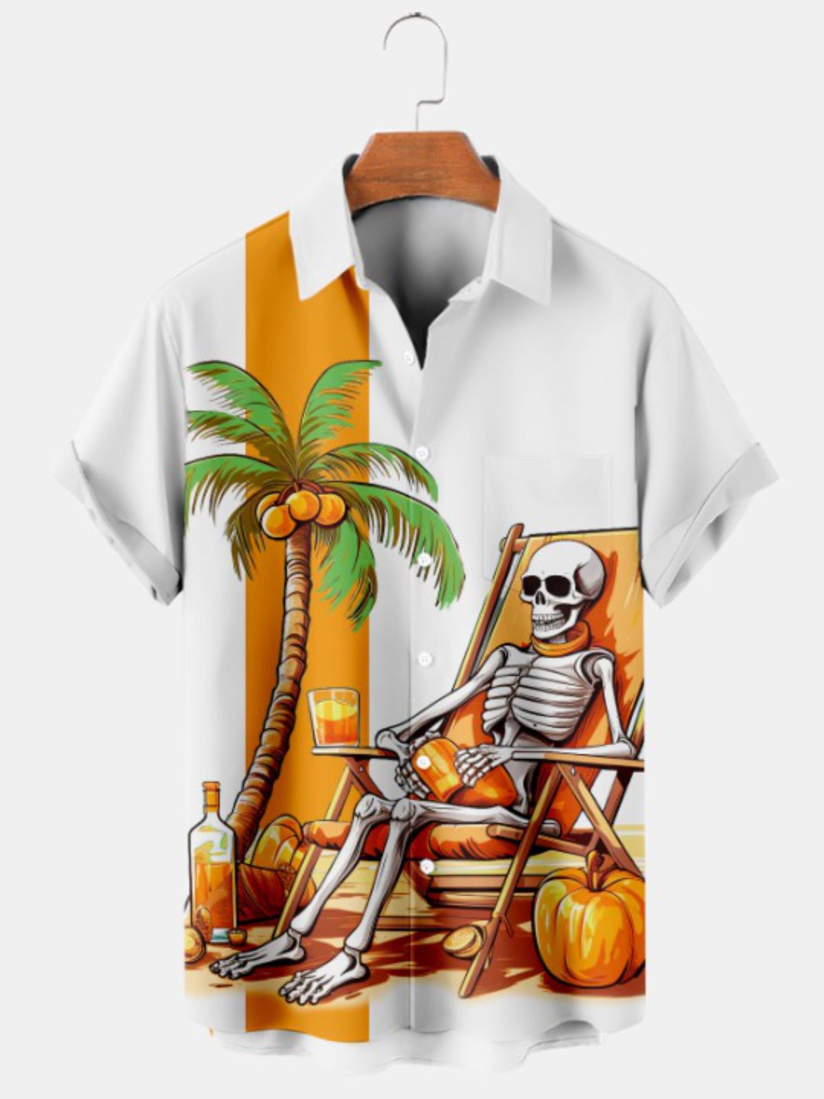 Halloween Beach Vacation Print Short Sleeve Shirt
