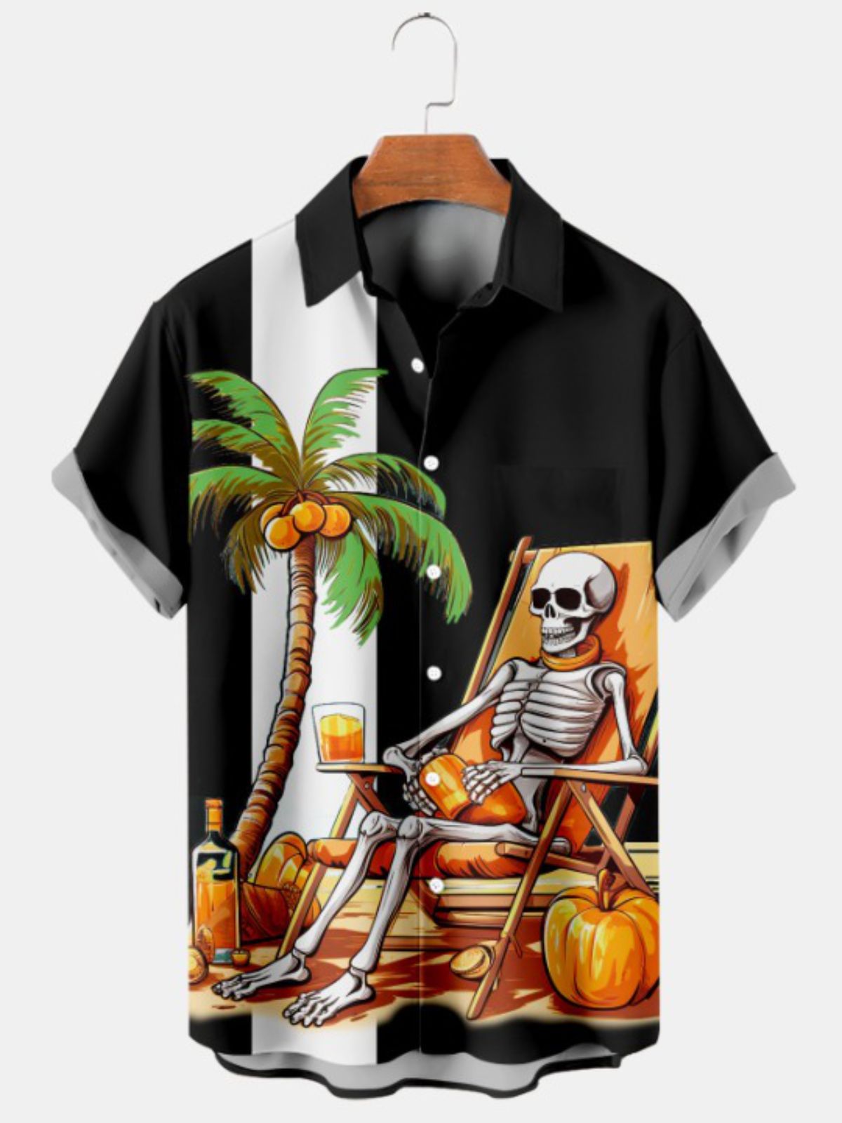 Halloween Beach Vacation Print Short Sleeve Shirt