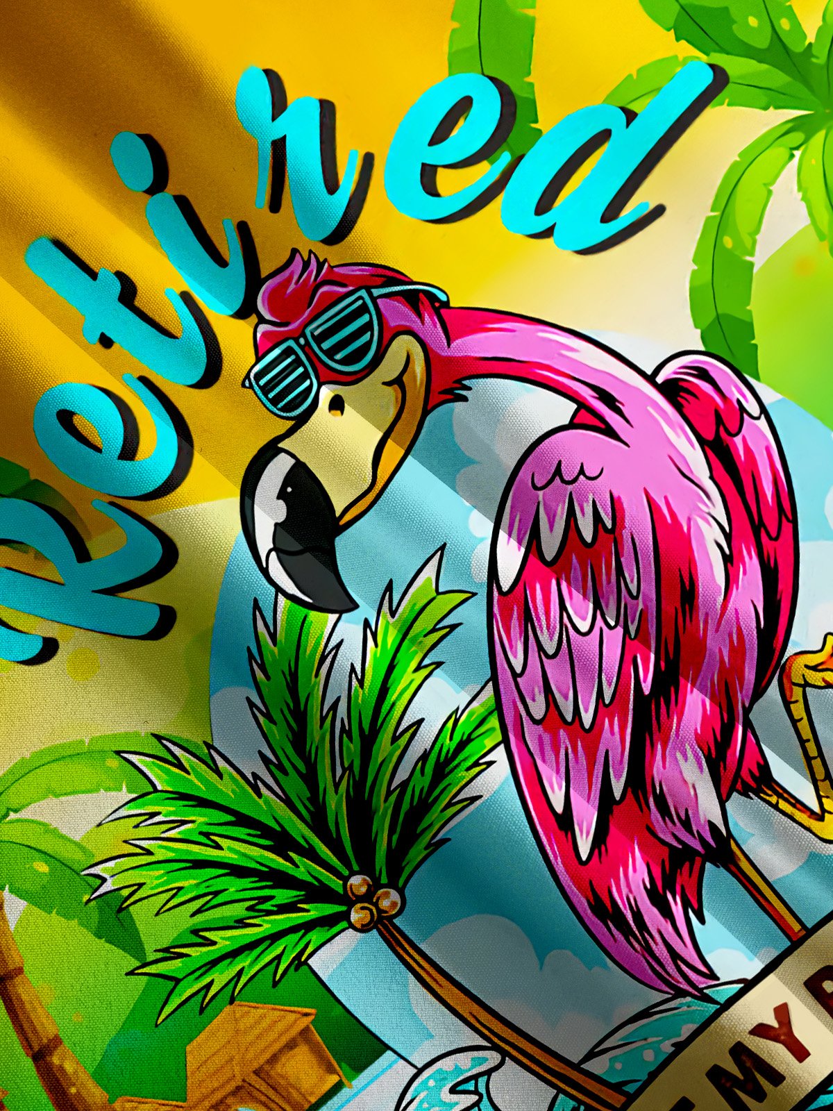 Hawaiian Fun Flamingo Print Short Sleeve Shirt